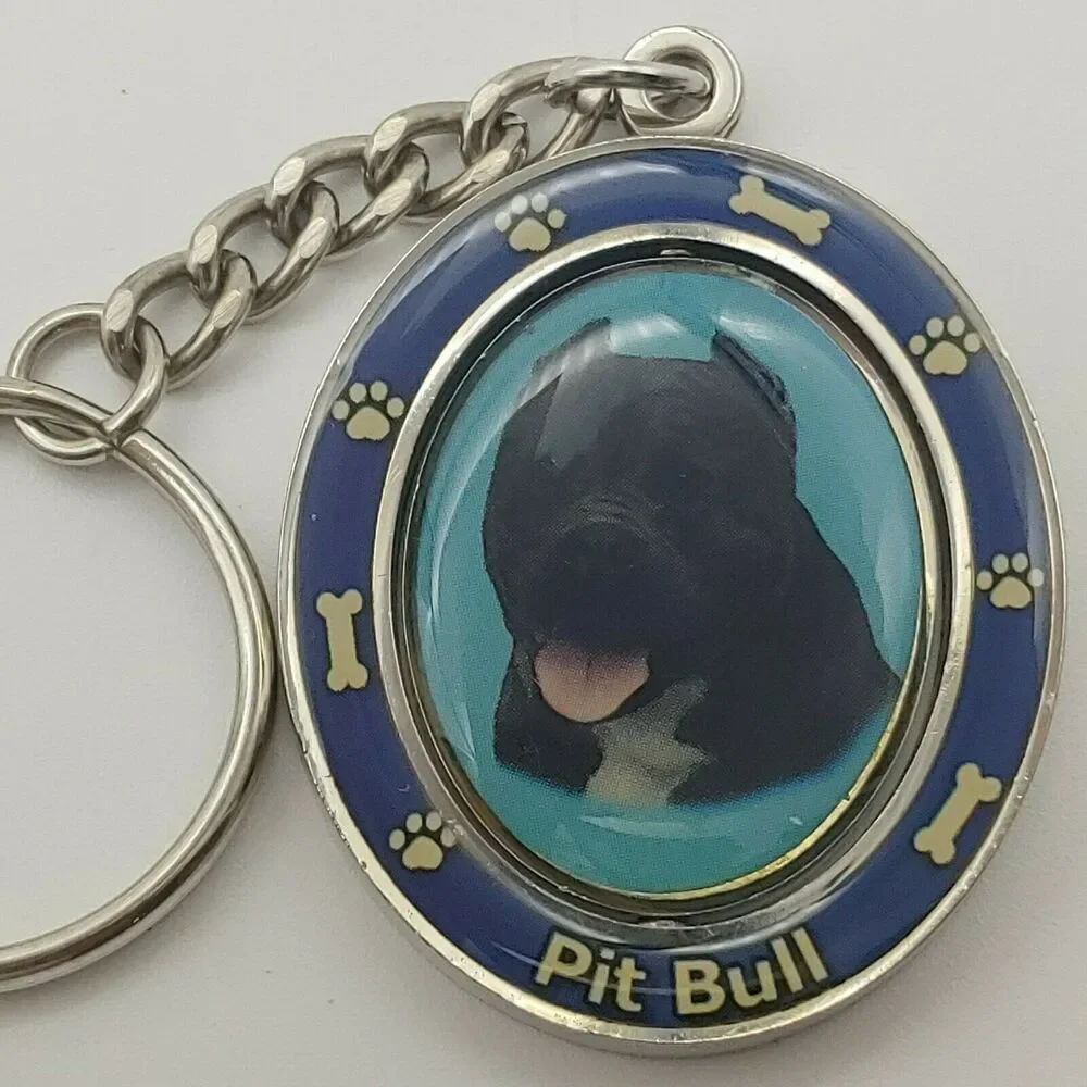 New Pit Bull Dog Breed  2 Sided Spinning Keychain - high quality metal key chain